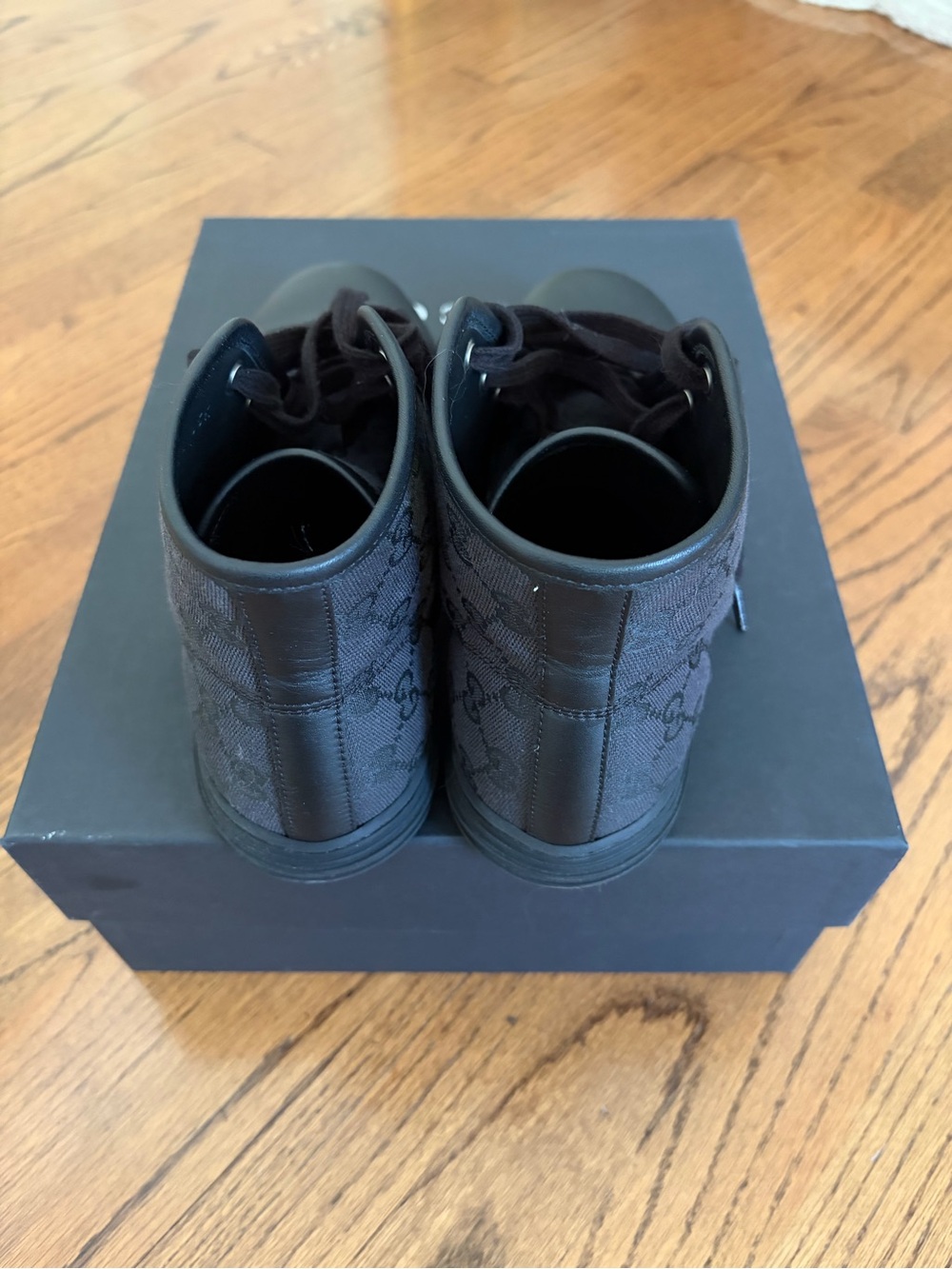 Authentic Gucci Black GG Monogram High Top Sneakers Mens 7.5 / US 9 - Picture 3 of 8